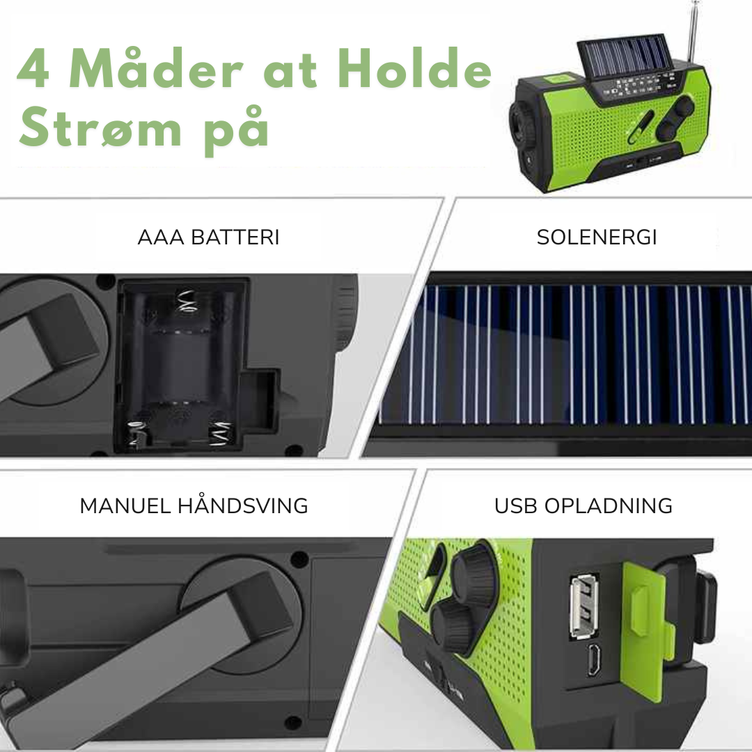 Nødradio – Alt-i-ett & Solenergi – 4000mAh Batteri