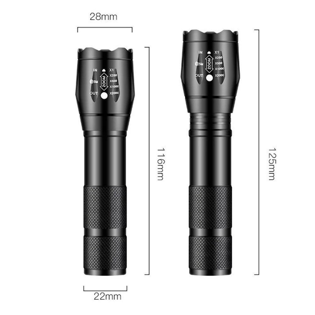 Mini LED Lommelygte – Zoom Fokus & IPX5 – Aluminium Penlight
