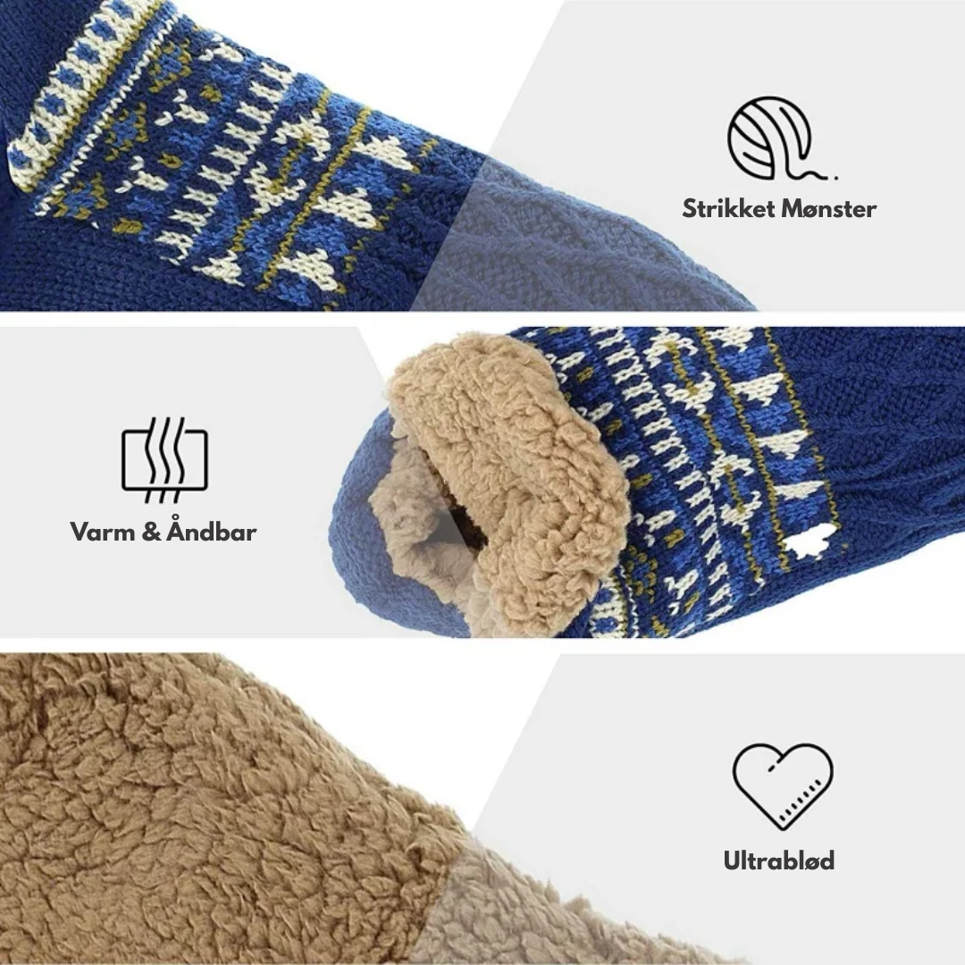 Thermo Strikkede Sokker – Skridsikre & Varme – Vinter Komfort
