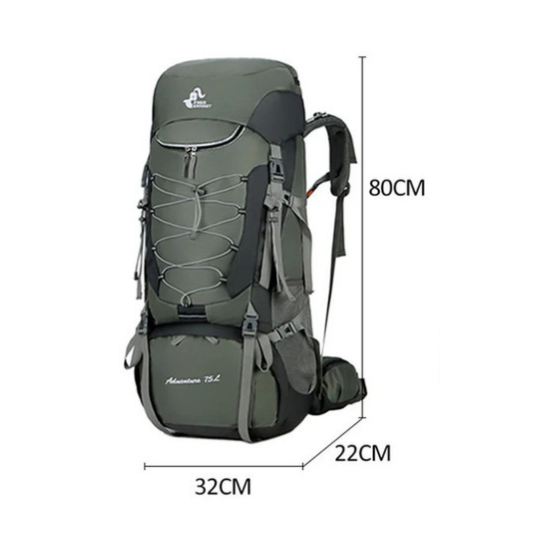 OutdoorHaven Trekkingsekk 75L - Vanntett & Multifunksjonell
