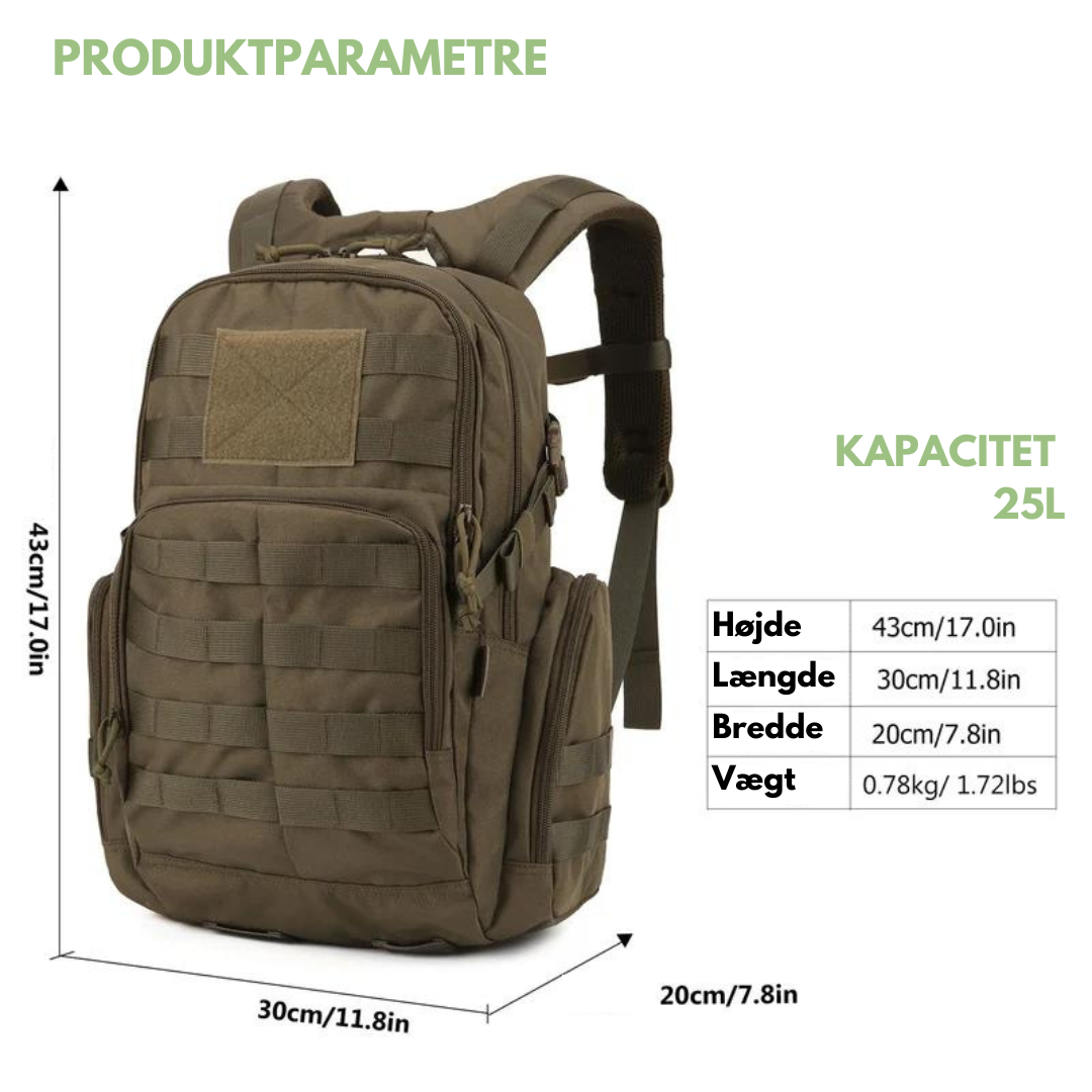 Taktisk Ryggsekk 25L - Vannavstøtende - MOLLE-system