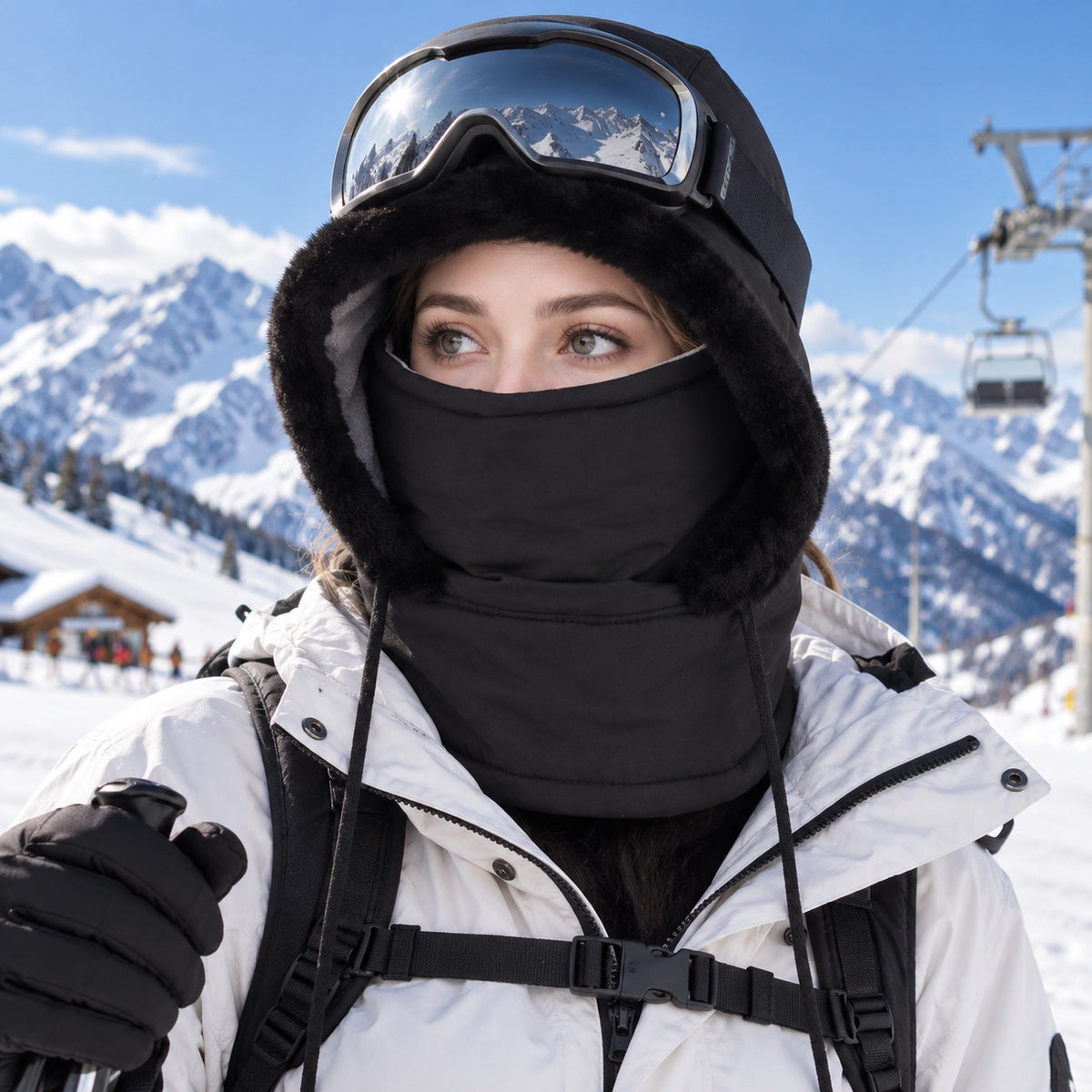 Balaclava Hue - Vinterhue med Plysfoer og Ansigtsbeskyttelse - Justerbar – 7