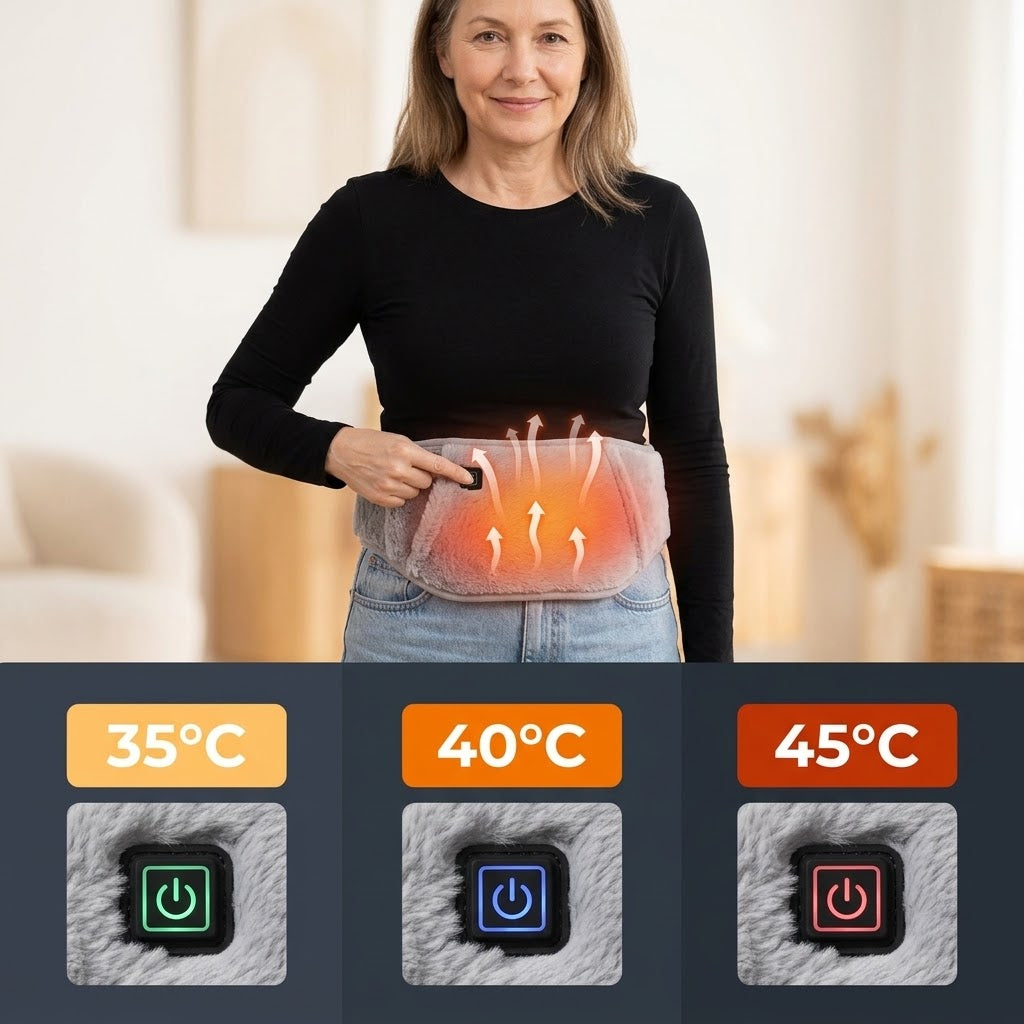 Varmebælte med 3 varmetrin – 35 °C, 40 °C og 45 °C