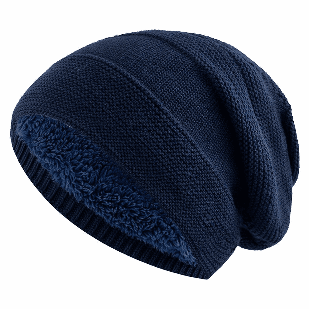 Beanie hue med fleecefor i marineblå