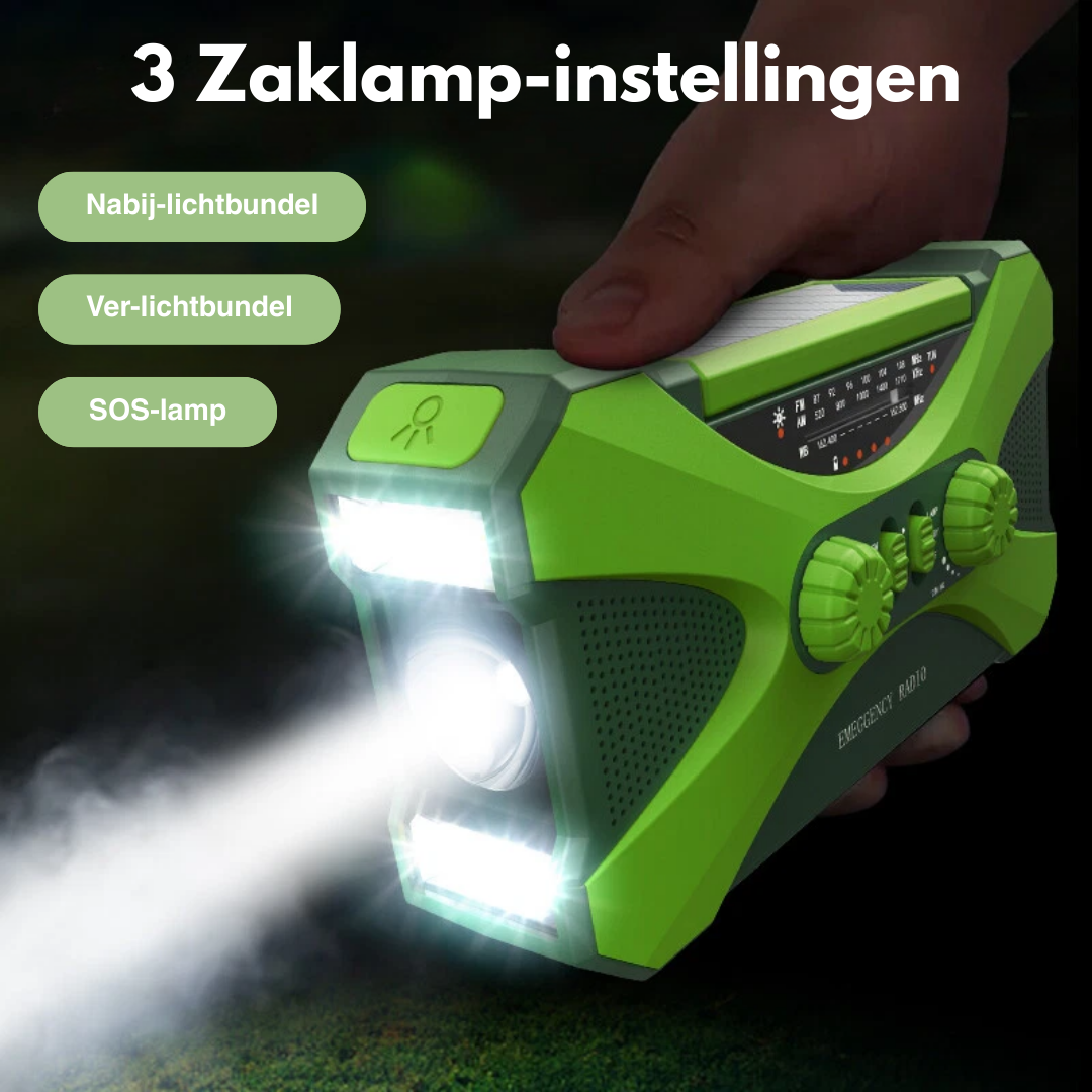 Multifunktionel Nødradio 10000mAh – Solenergi, Håndsving, LED & SOS Alarm