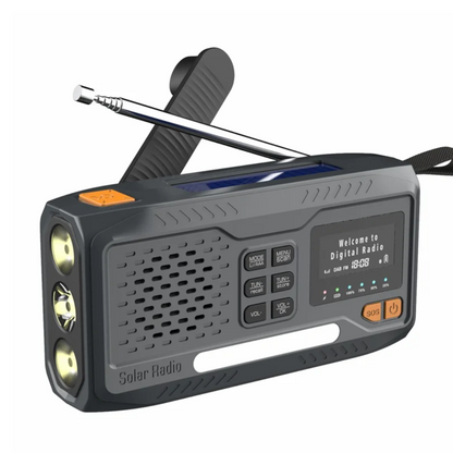 DAB/FM Nødradio 4500mAh – Solenergi & Håndsveiv
