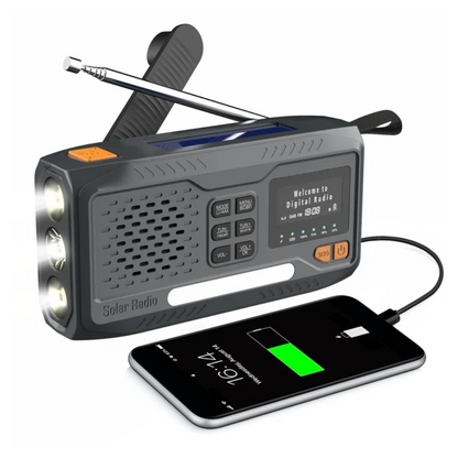 DAB/FM Nødradio 4500mAh – Solenergi & Håndsveiv