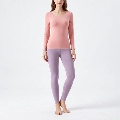 Termoundertøj dame Lavendel, leggings – på model på lys baggrund