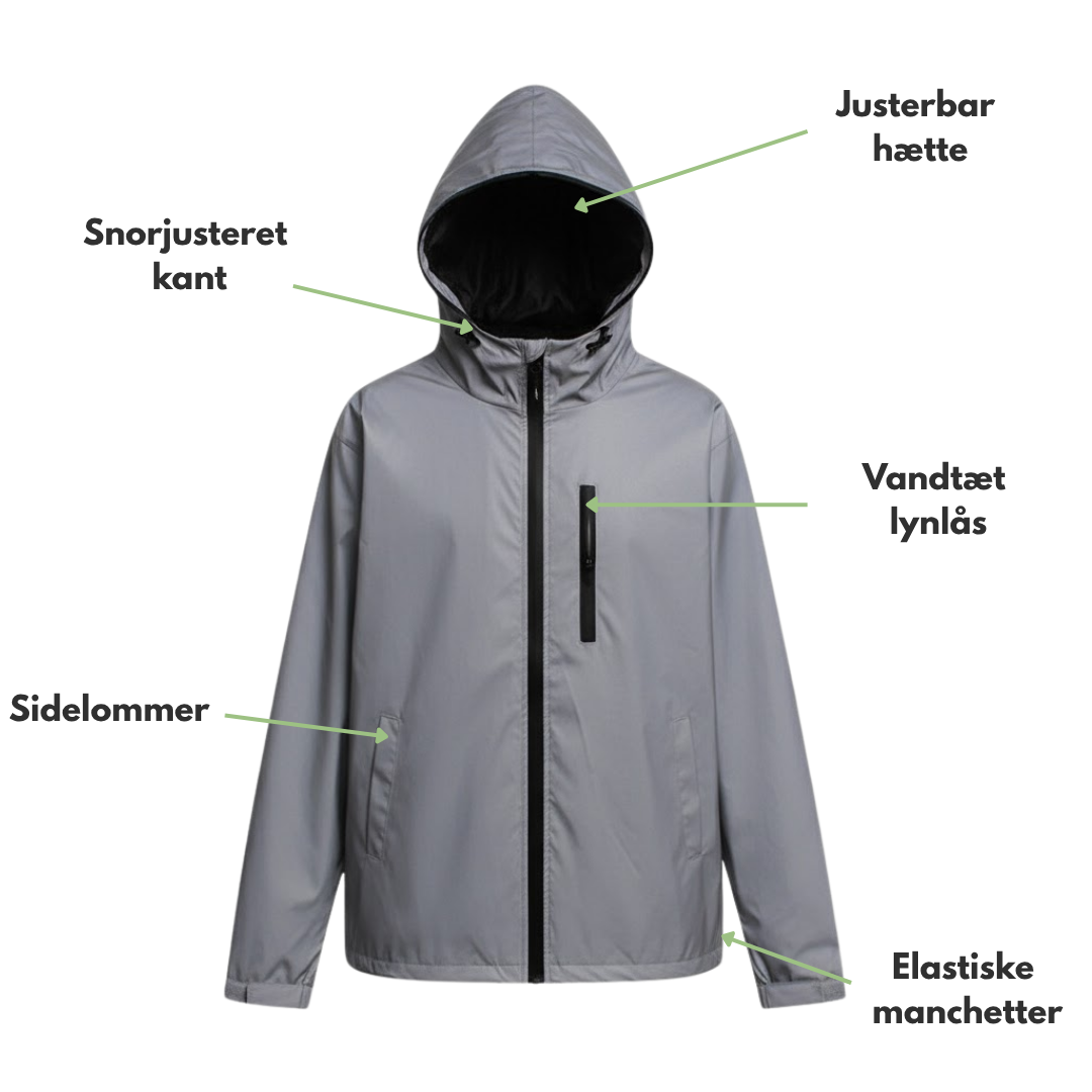 Herre Refleksjakke – Vanntett – Regnjakke