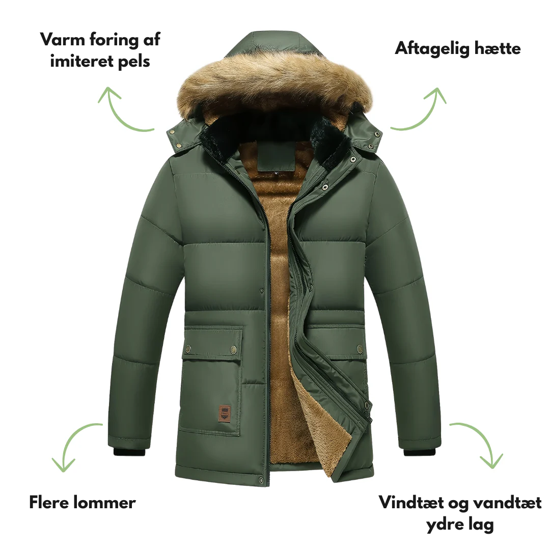 Herre vinterjakke – fôret – vindtett & vanntett