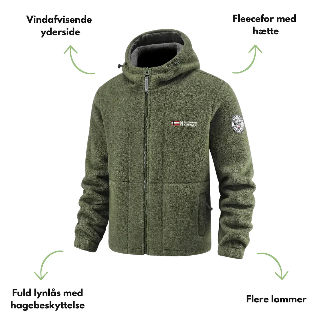 Varm Herre Fleecejakke – Vindafvisende & Åndbar – Efterår/Vinter
