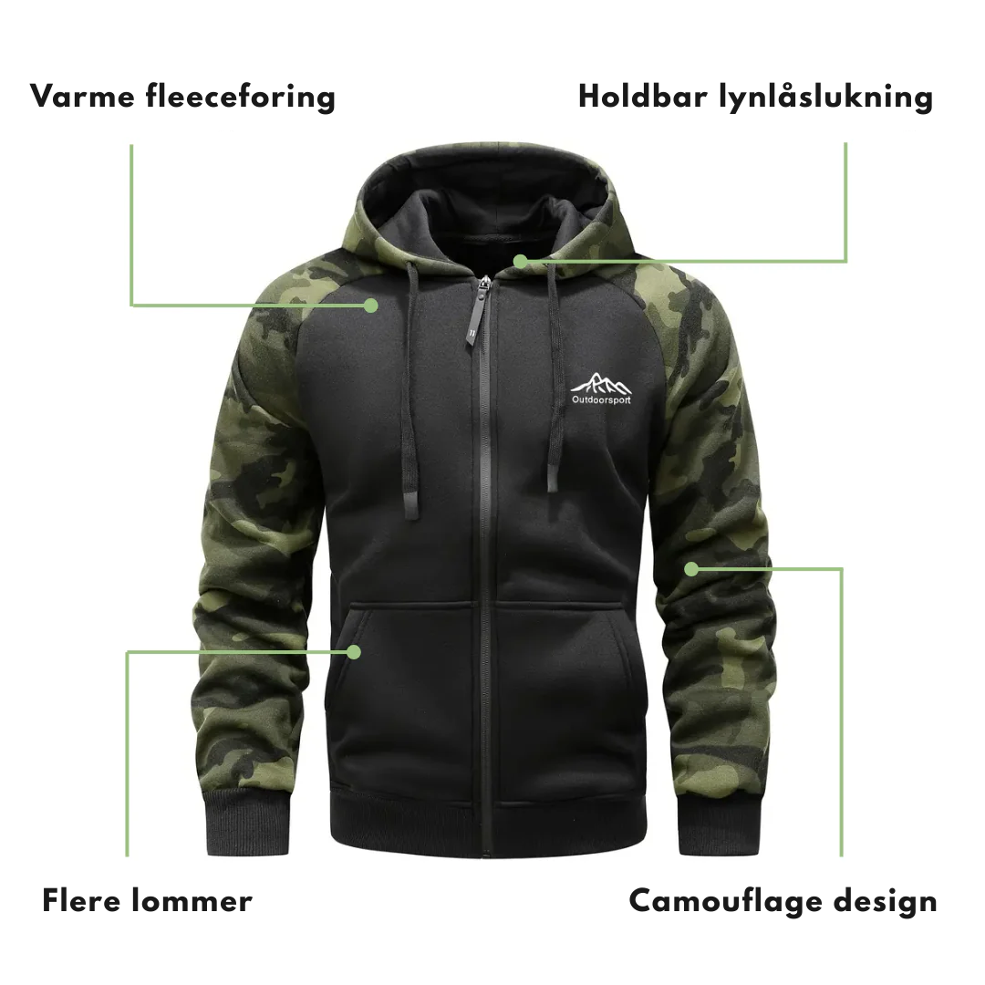 Herre Camo Fleece Hettegenser – Varm & Komfortabel – Vinter & Høst
