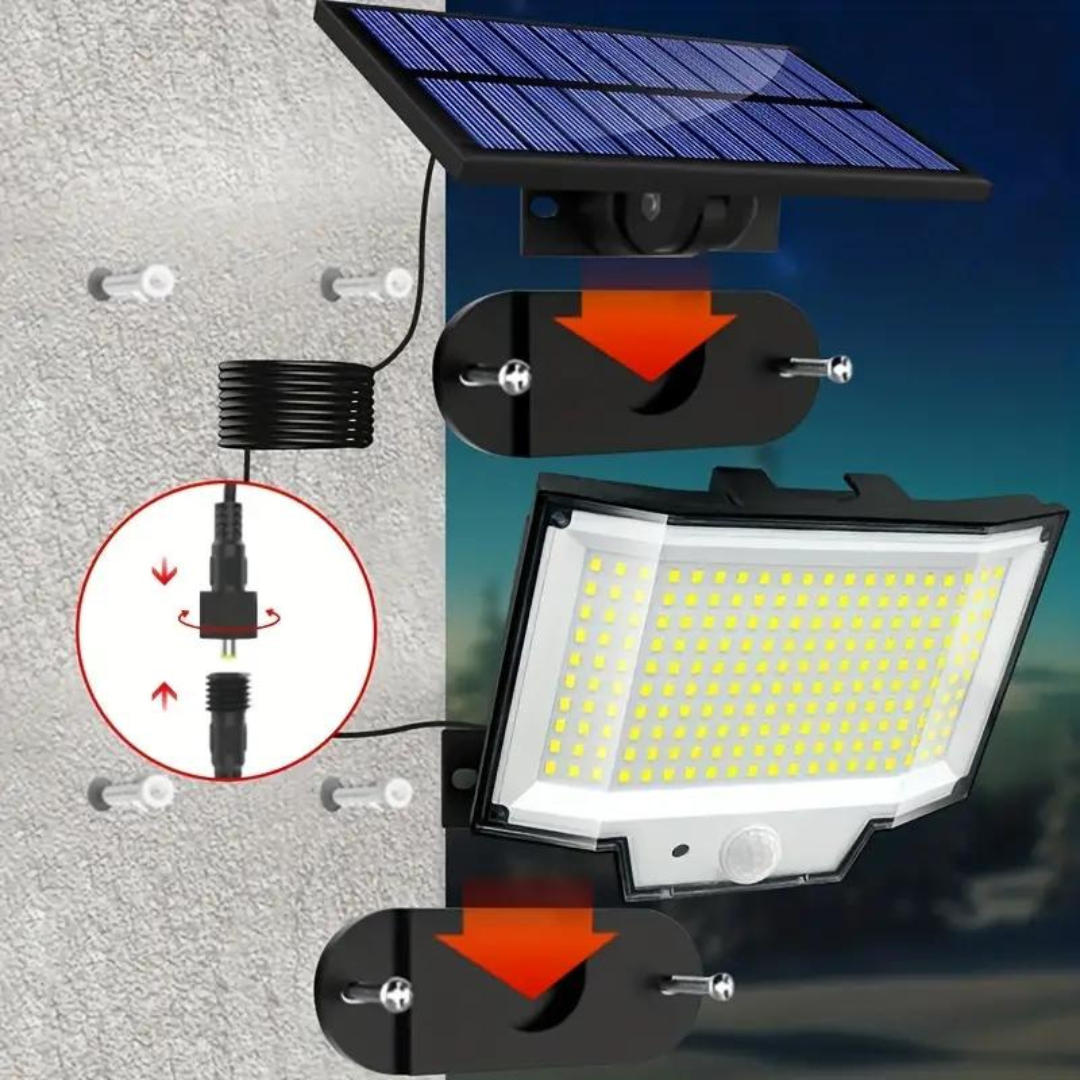 OutdoorHaven | Utendørs Solcellelampe Med Bevegelsessensor - 200 LED
