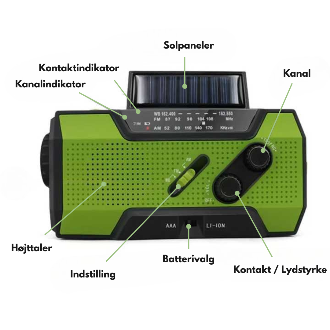 Nødradio – Alt-i-ett & Solenergi – 4000mAh Batteri