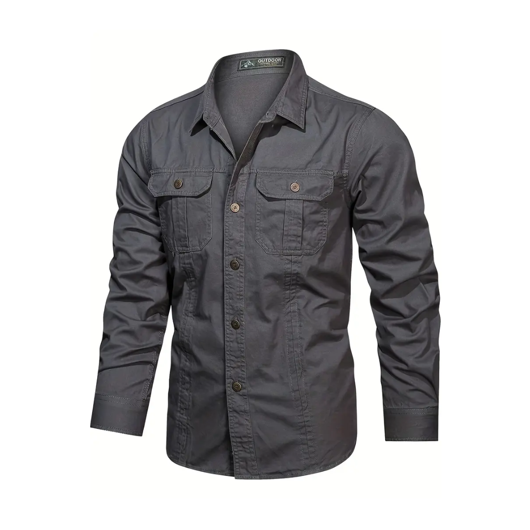 Herre Klassisk Outdoor Skjorte - 100% Bomuld & Multi-Lomme Design