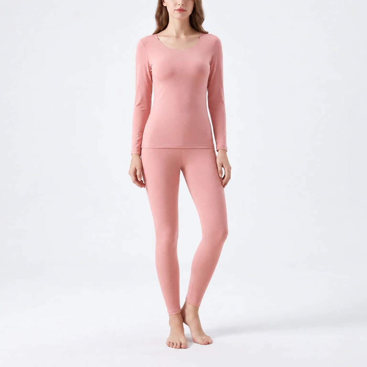 Termoundertøj dame Fersken, leggings – på model på lys baggrund