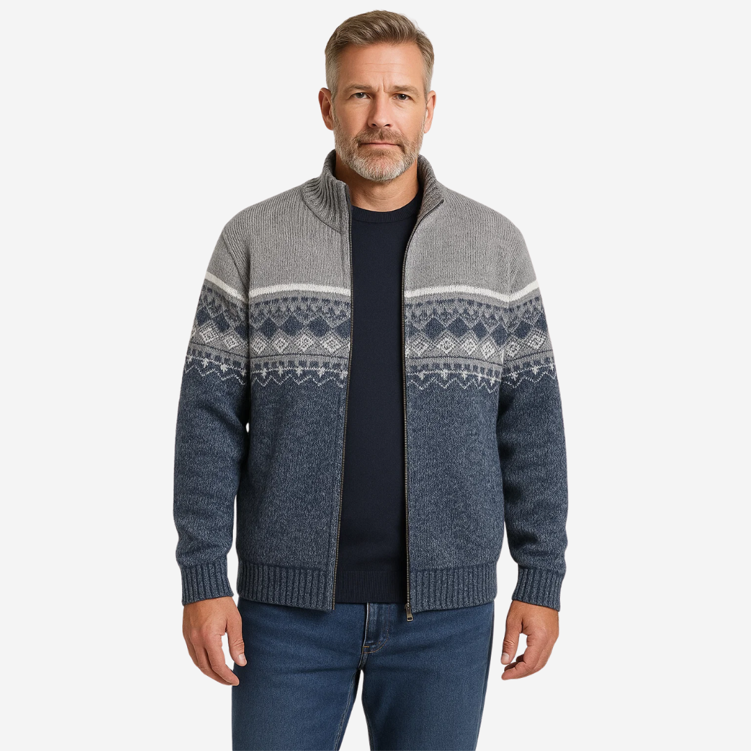 Herre Sweatshirt – Strikket – Geometrisk Mønster