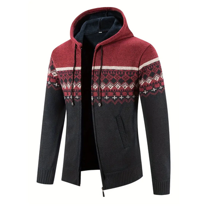 Herre Hoodie Genser – Tykt Fløyel – Geometrisk Mønster