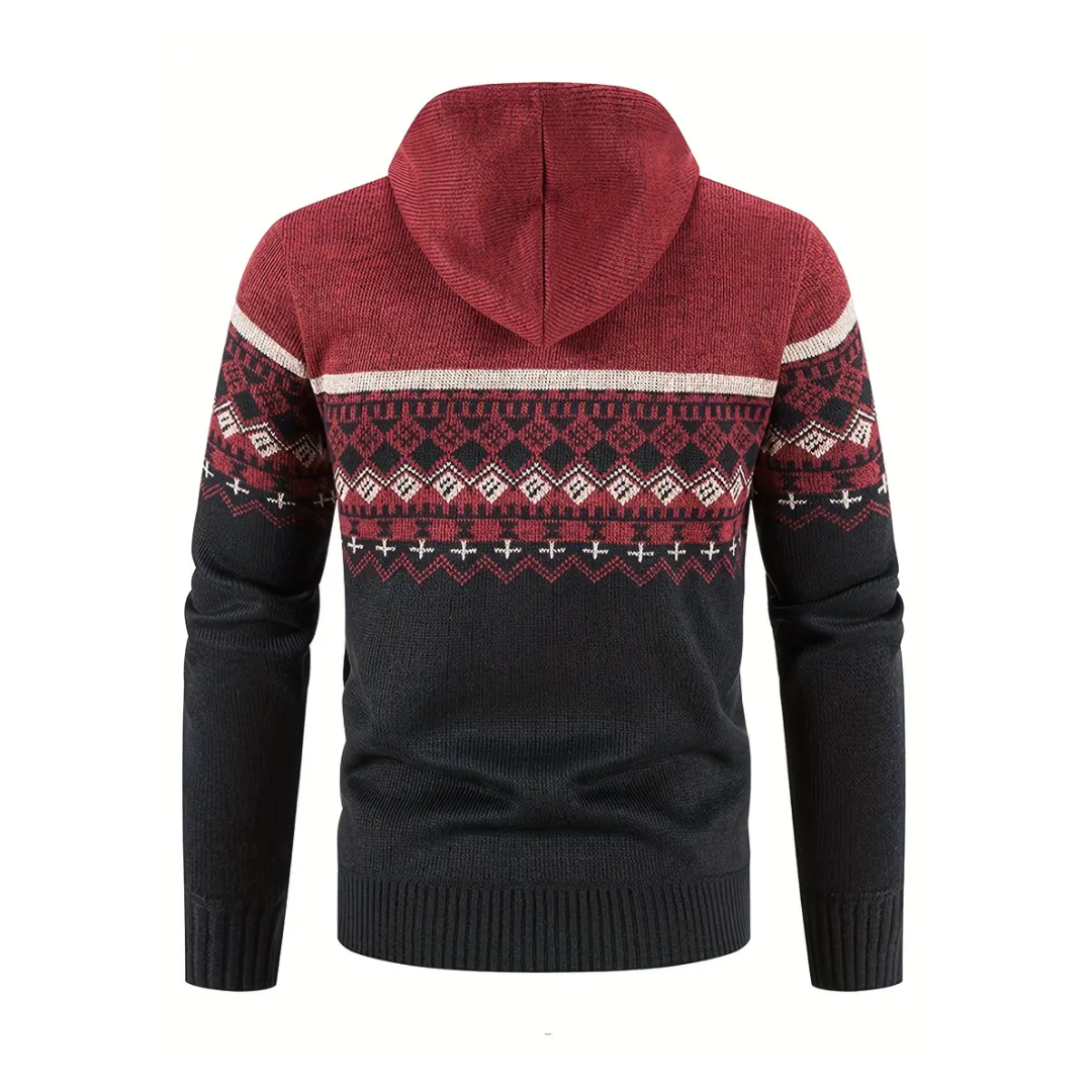 Herre Hoodie Genser – Tykt Fløyel – Geometrisk Mønster
