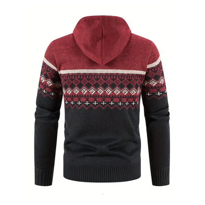 Herre Hoodie Genser – Tykt Fløyel – Geometrisk Mønster