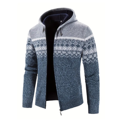 Herre Hoodie Genser – Tykt Fløyel – Geometrisk Mønster