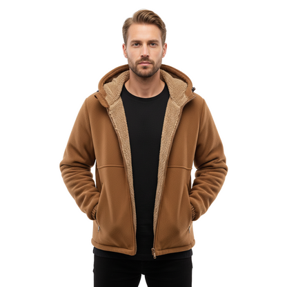 Herre Vinterjakke – Fleece – Full Glidelås med Hetta