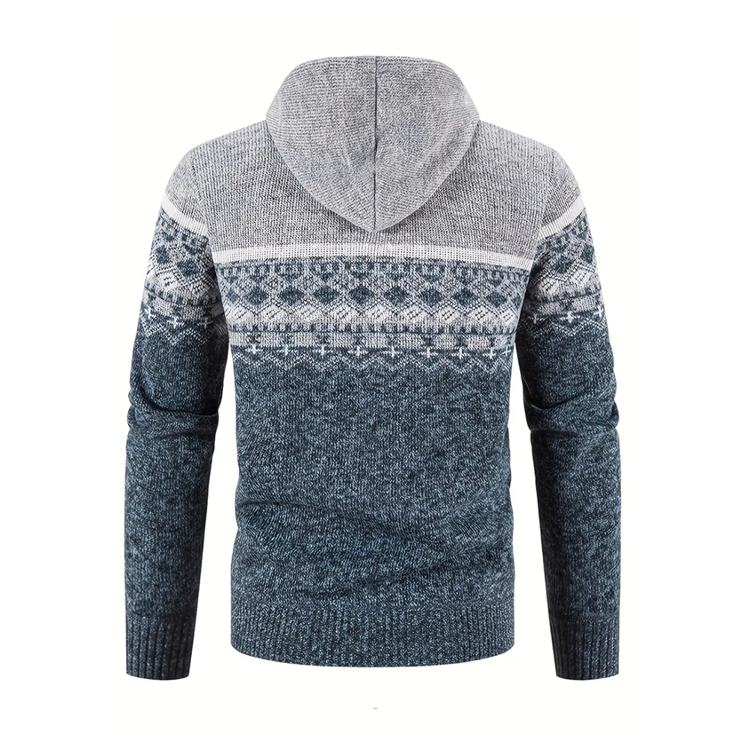 Herre Hoodie Genser – Tykt Fløyel – Geometrisk Mønster