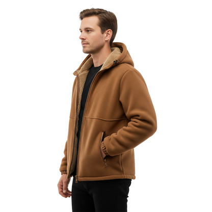 Herre Vinterjakke – Fleece – Full Glidelås med Hetta