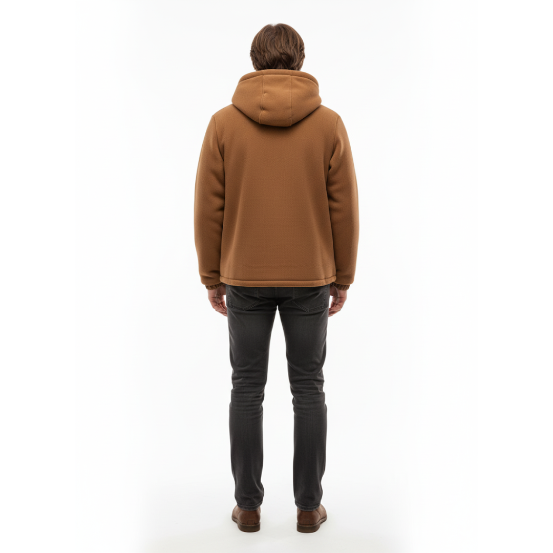 Herre Vinterjakke – Fleece – Full Glidelås med Hetta