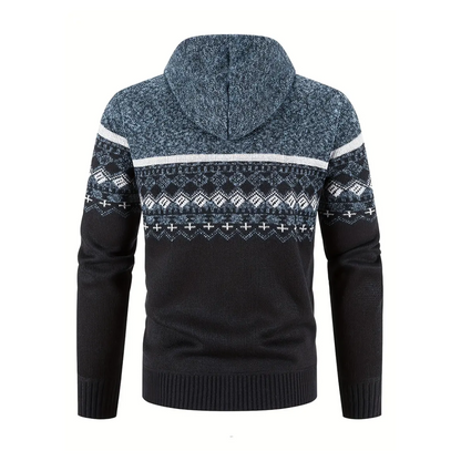 Herre Hoodie Genser – Tykt Fløyel – Geometrisk Mønster