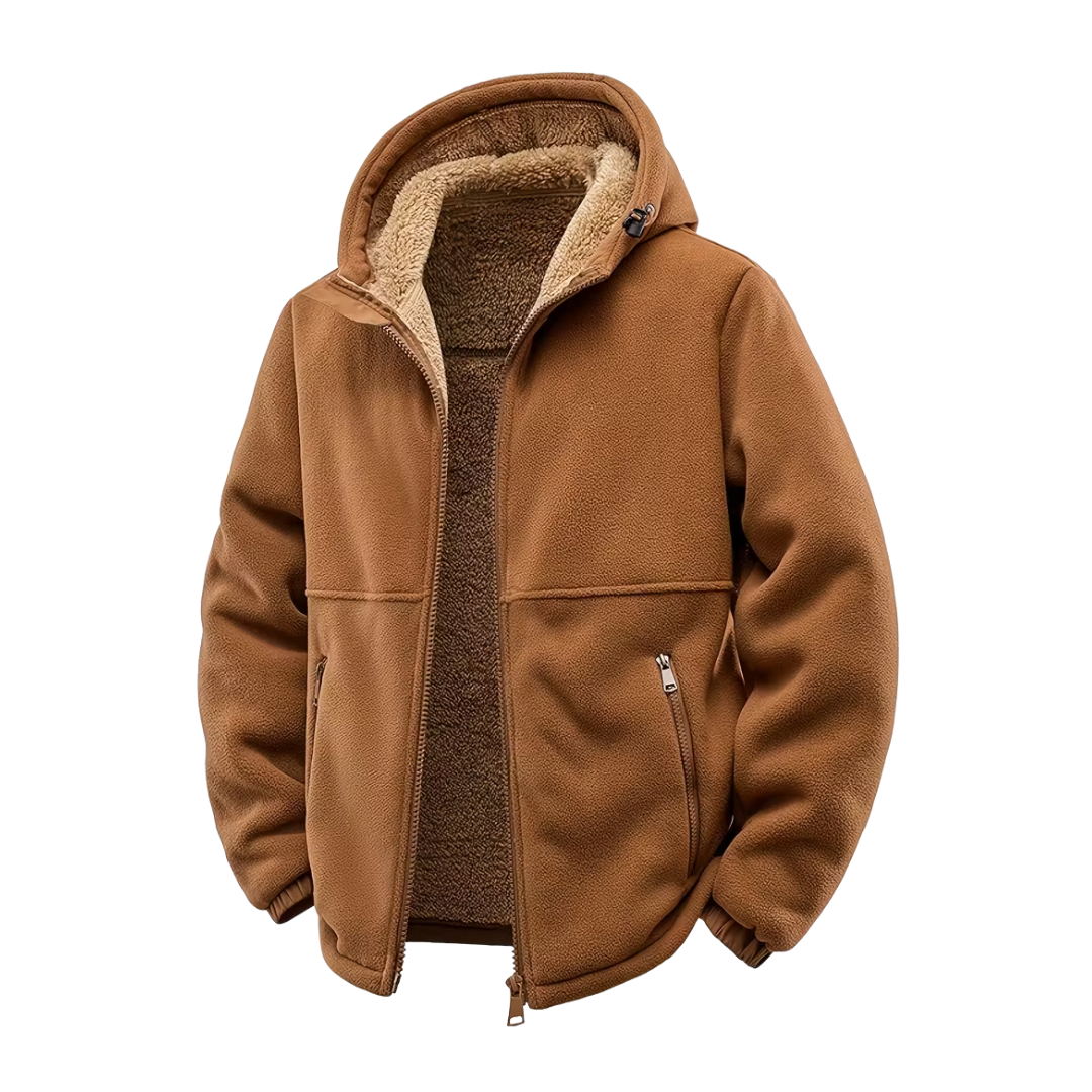 Herre Vinterjakke – Fleece – Full Glidelås med Hetta