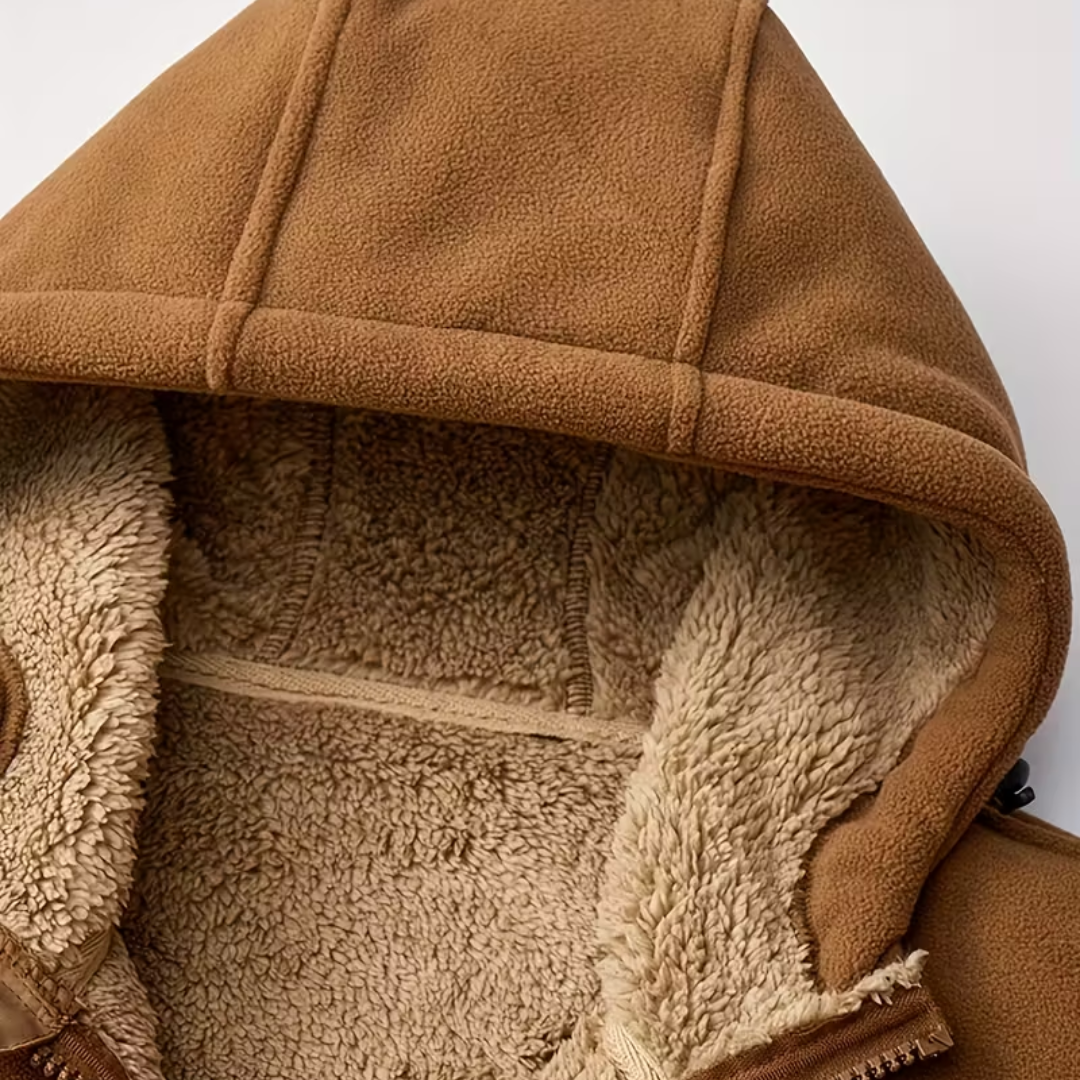 Herre Vinterjakke – Fleece – Full Glidelås med Hetta