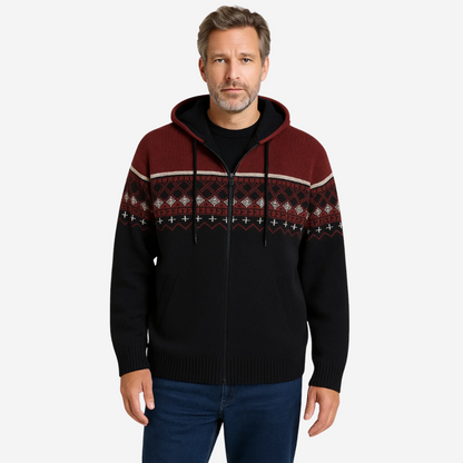 Herre Hoodie Genser – Tykt Fløyel – Geometrisk Mønster