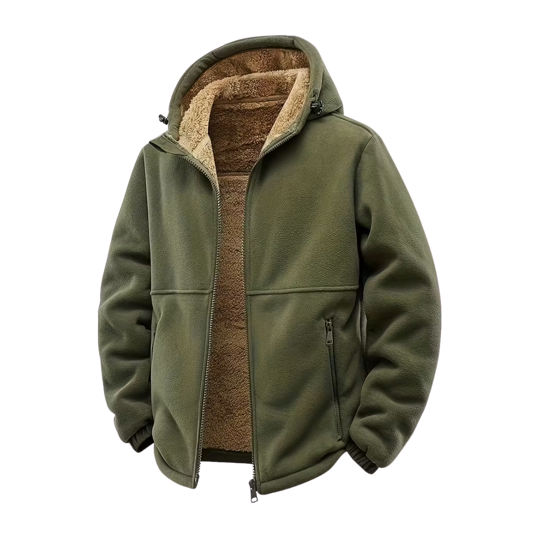Herre Vinterjakke – Fleece – Full Glidelås med Hetta