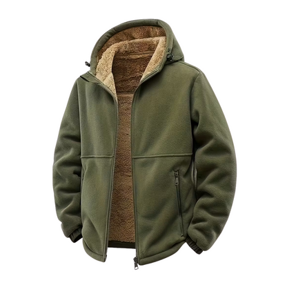 Herre Vinterjakke – Fleece – Full Glidelås med Hetta