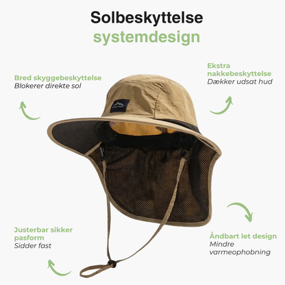 Unisex Solhatt – Bred Skjerm – Med Nakkebeskyttelse
