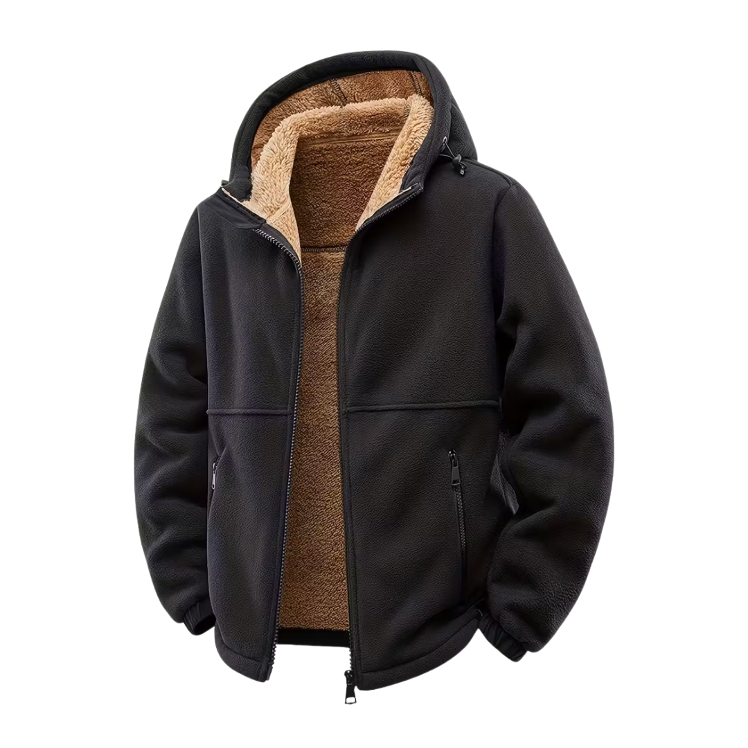 Herre Vinterjakke – Fleece – Full Glidelås med Hetta