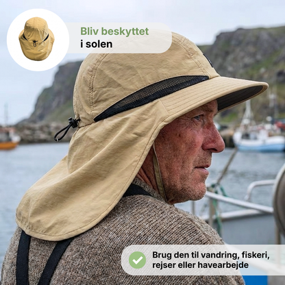 Unisex Solhatt – Bred Skjerm – Med Nakkebeskyttelse
