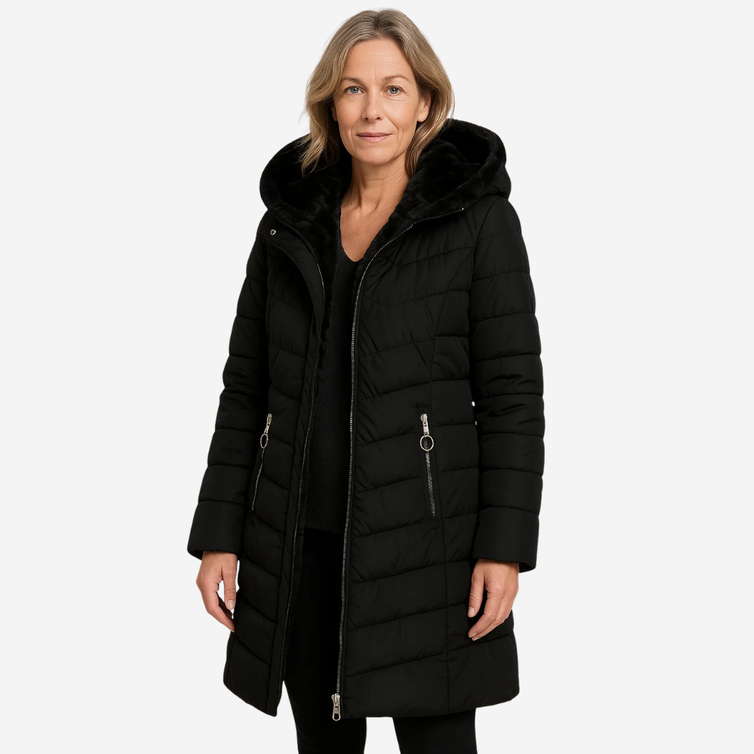 Dame Vinterjakke – Lang Varm Parka – med Pelsfôr