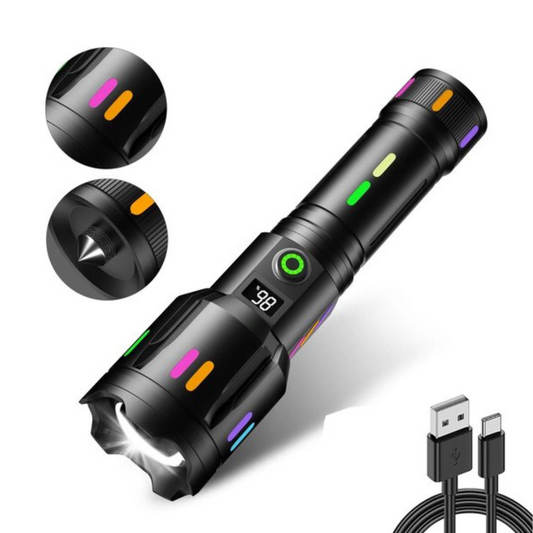 Militær Lommelykt - oppladbar LED - 9000 lumen