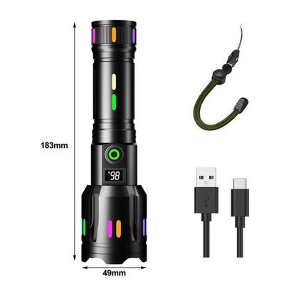 Militær Lommelykt - oppladbar LED - 9000 lumen
