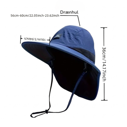Unisex Solhatt – Bred Skjerm – Med Nakkebeskyttelse