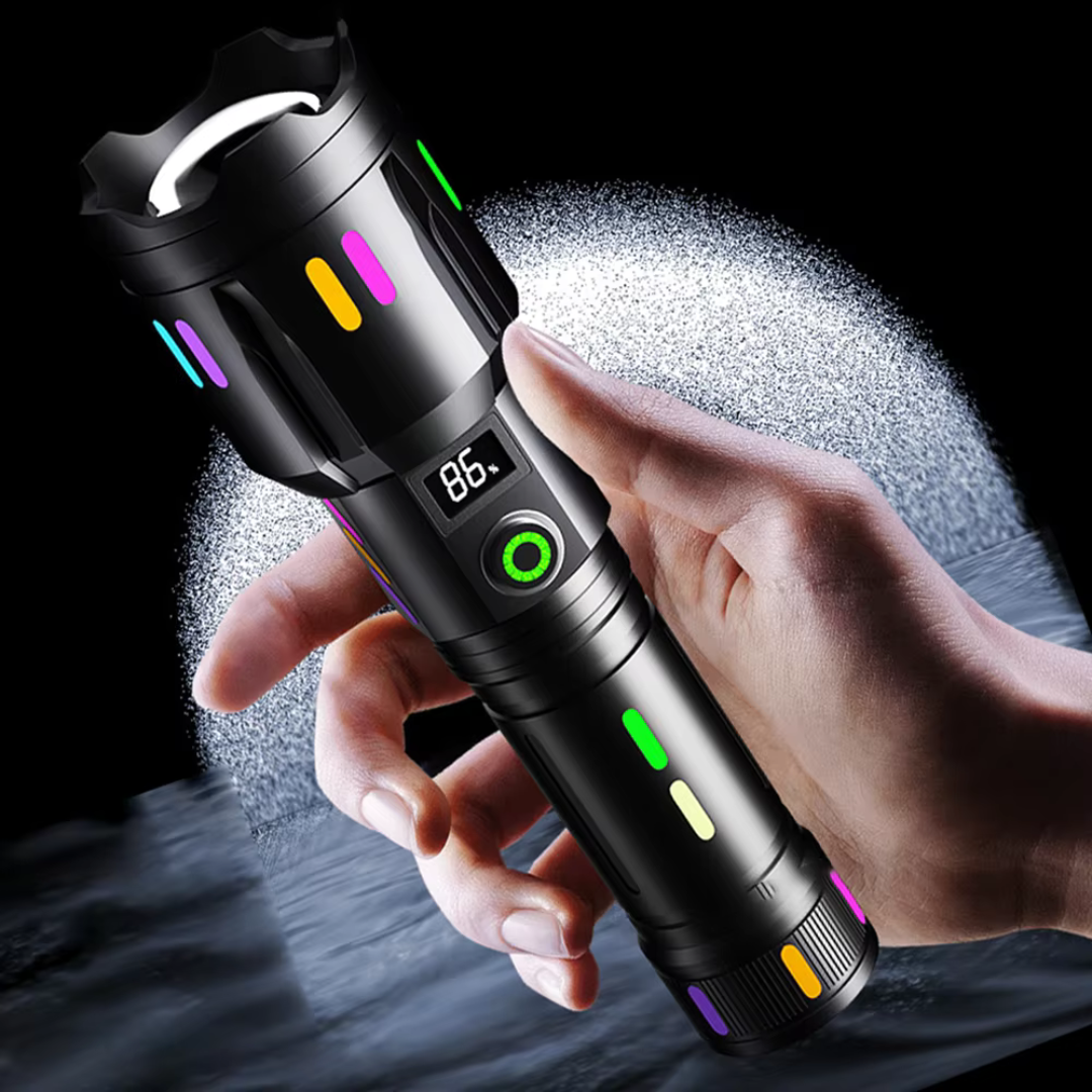 Militær Lommelykt - oppladbar LED - 9000 lumen
