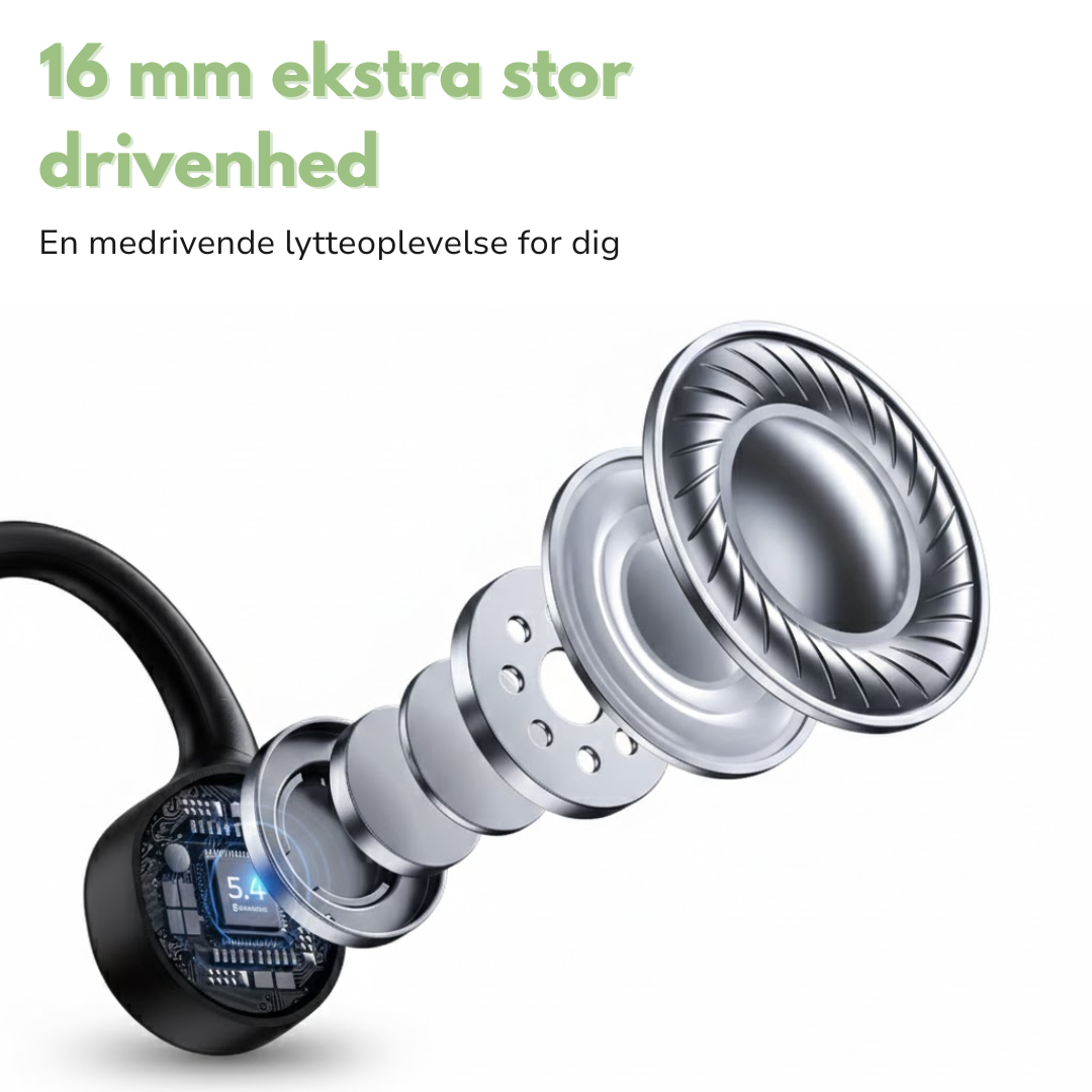Open-ear trådløse hodetelefoner – benledning – Bluetooth