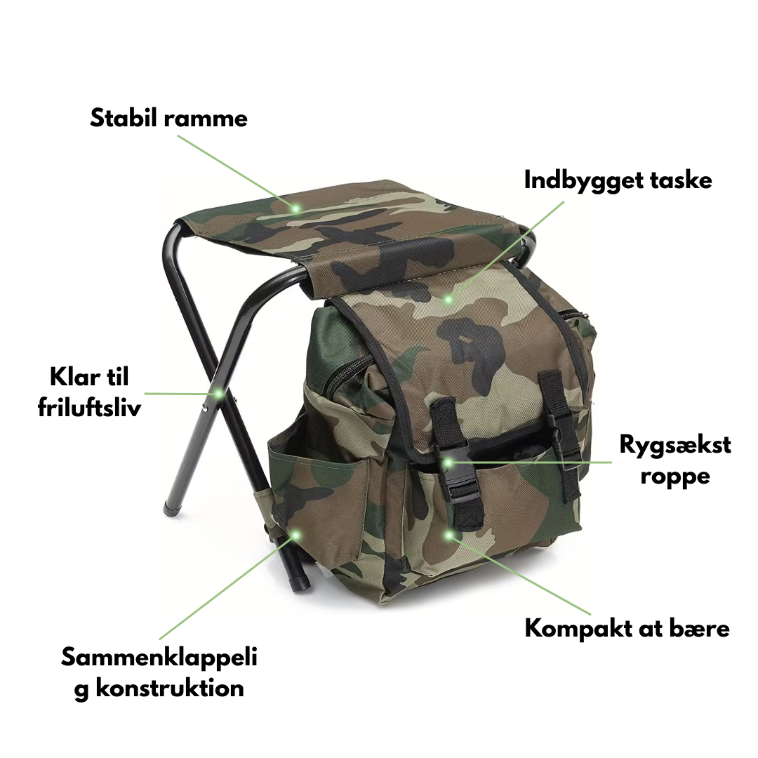 Campingkrakk med veske – ryggsekkstol – bærbar