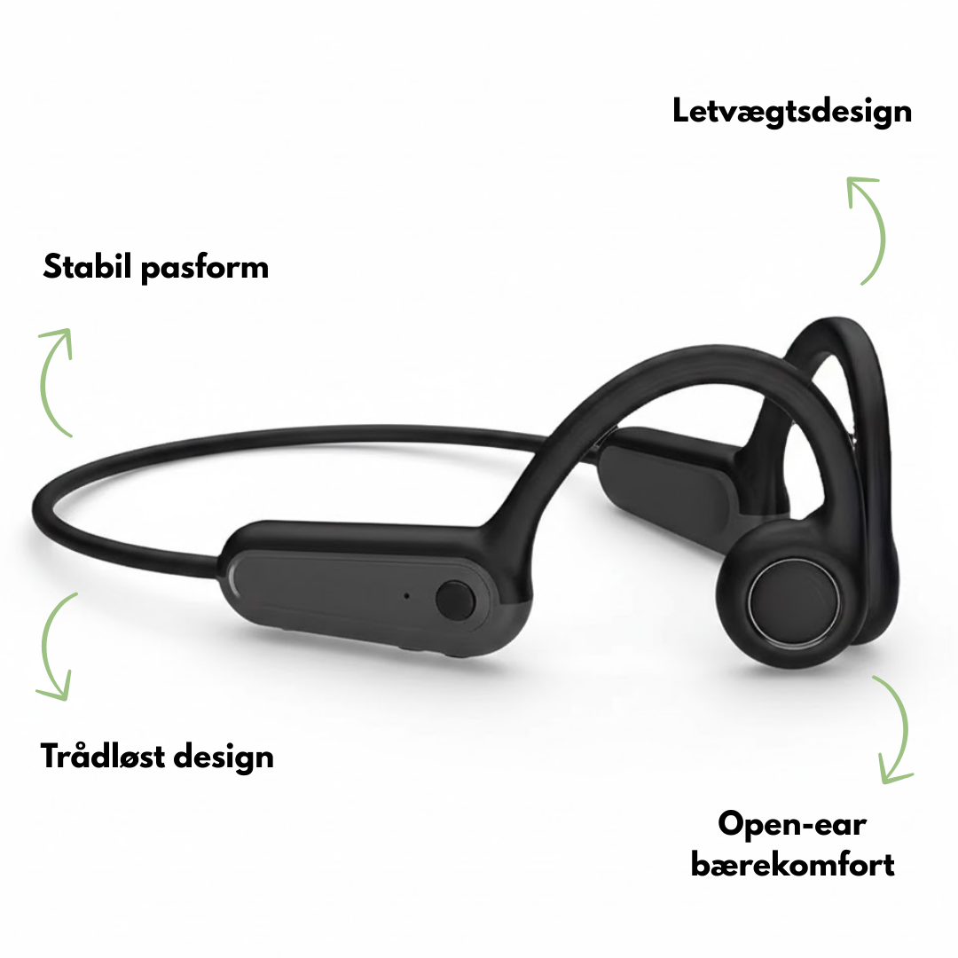 Open-ear sportshodetelefoner – benledning – lang batteritid
