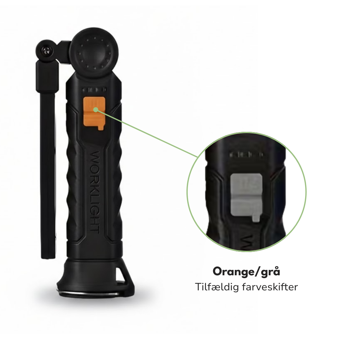 Oppladbar arbeidslampe – USB-C – magnetisk håndfri bruk