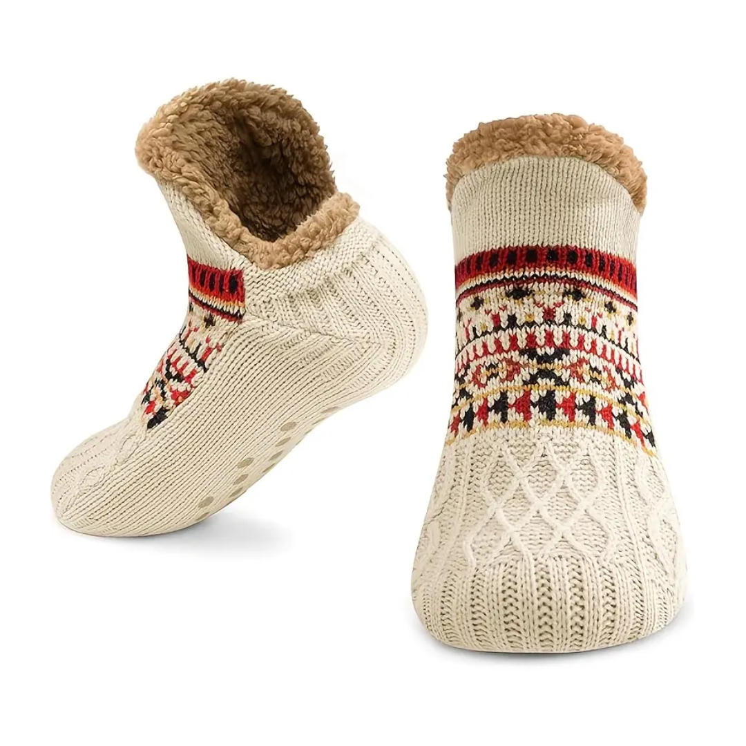 Thermo Strikkede Sokker – Skridsikre & Varme – Vinter Komfort