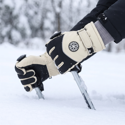 Skihandsker herre sort/hvid set forfra