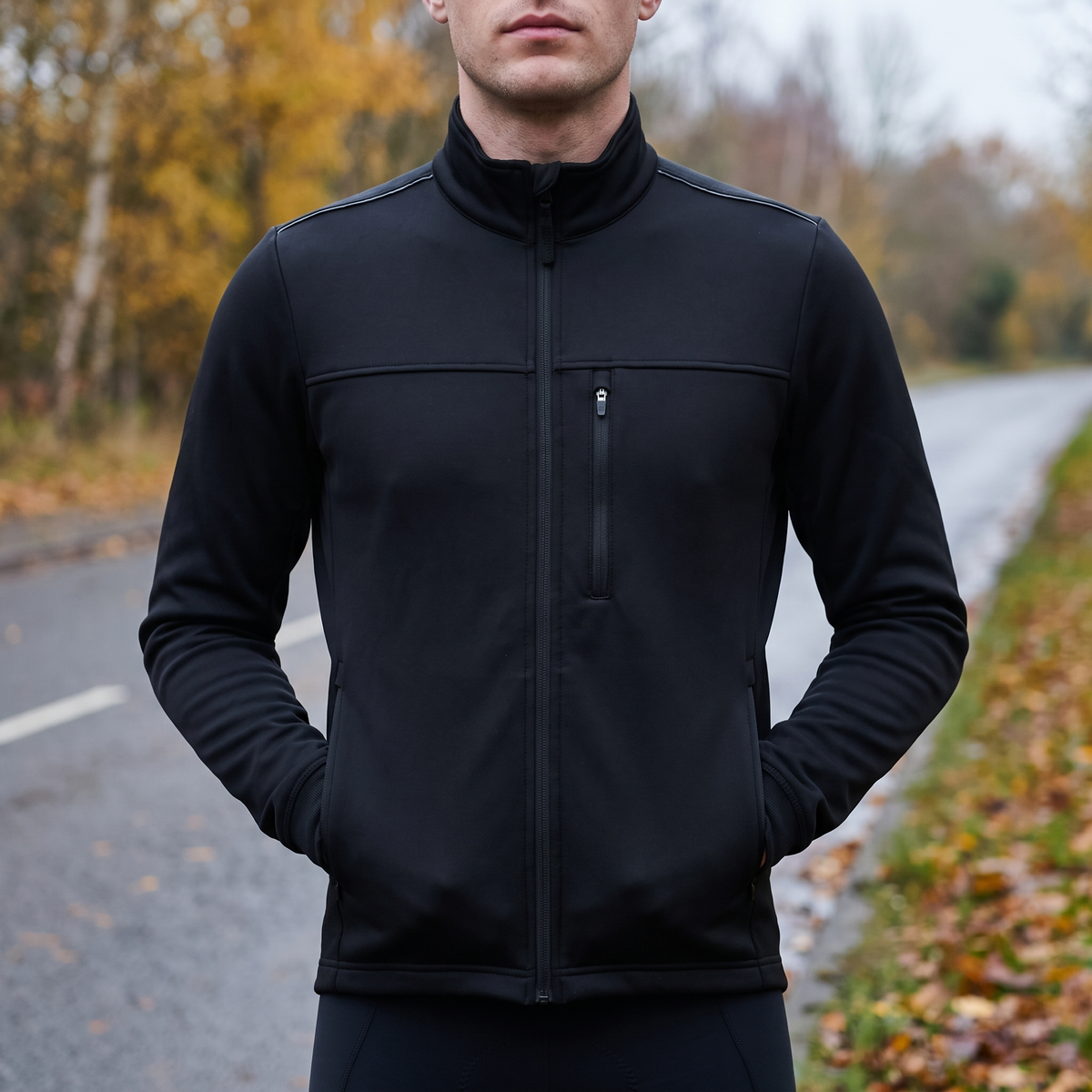 Cykeljakke herre i sort set forfra